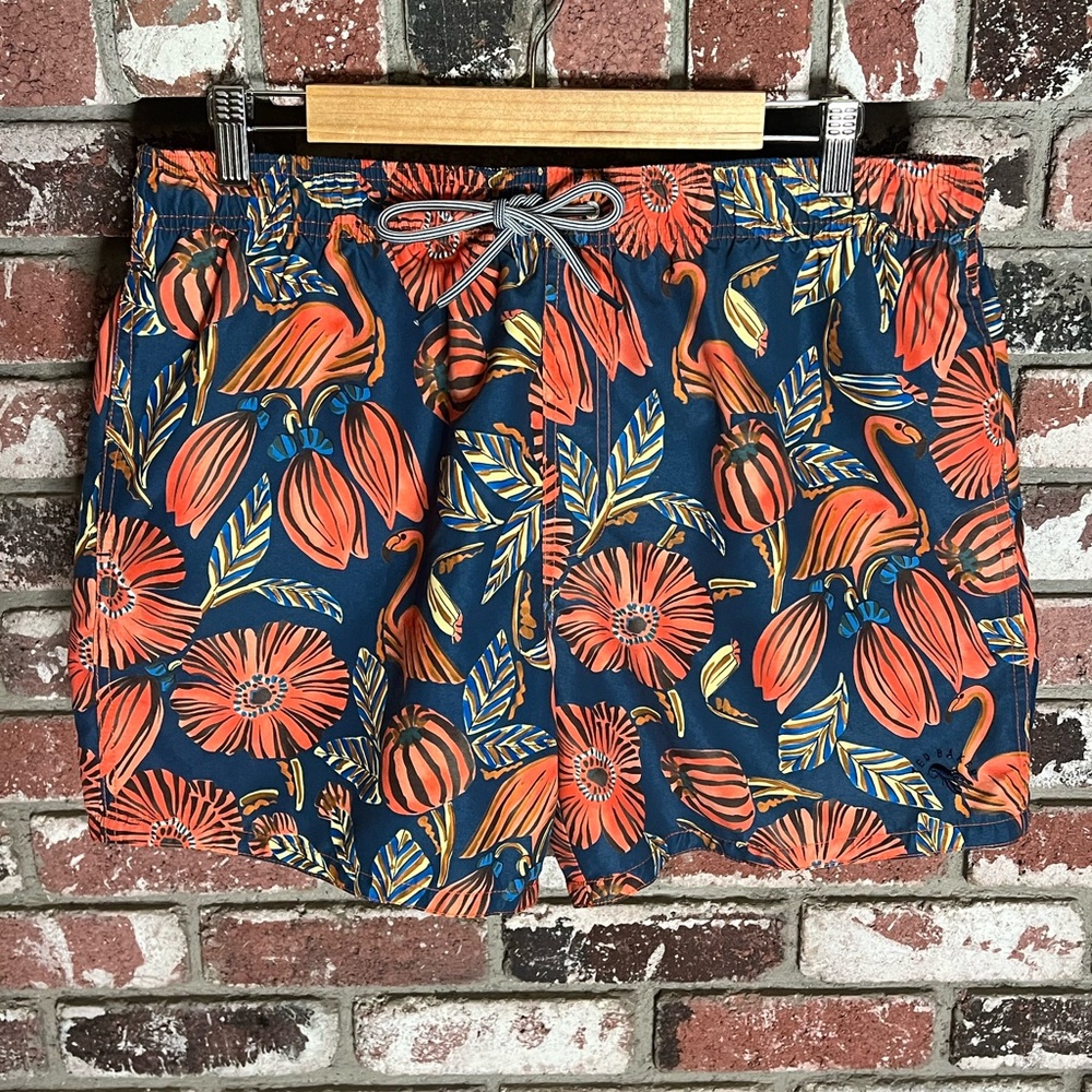 Ted Baker London Multicolor Flamingo  Patterned Swim Trunk Shorts